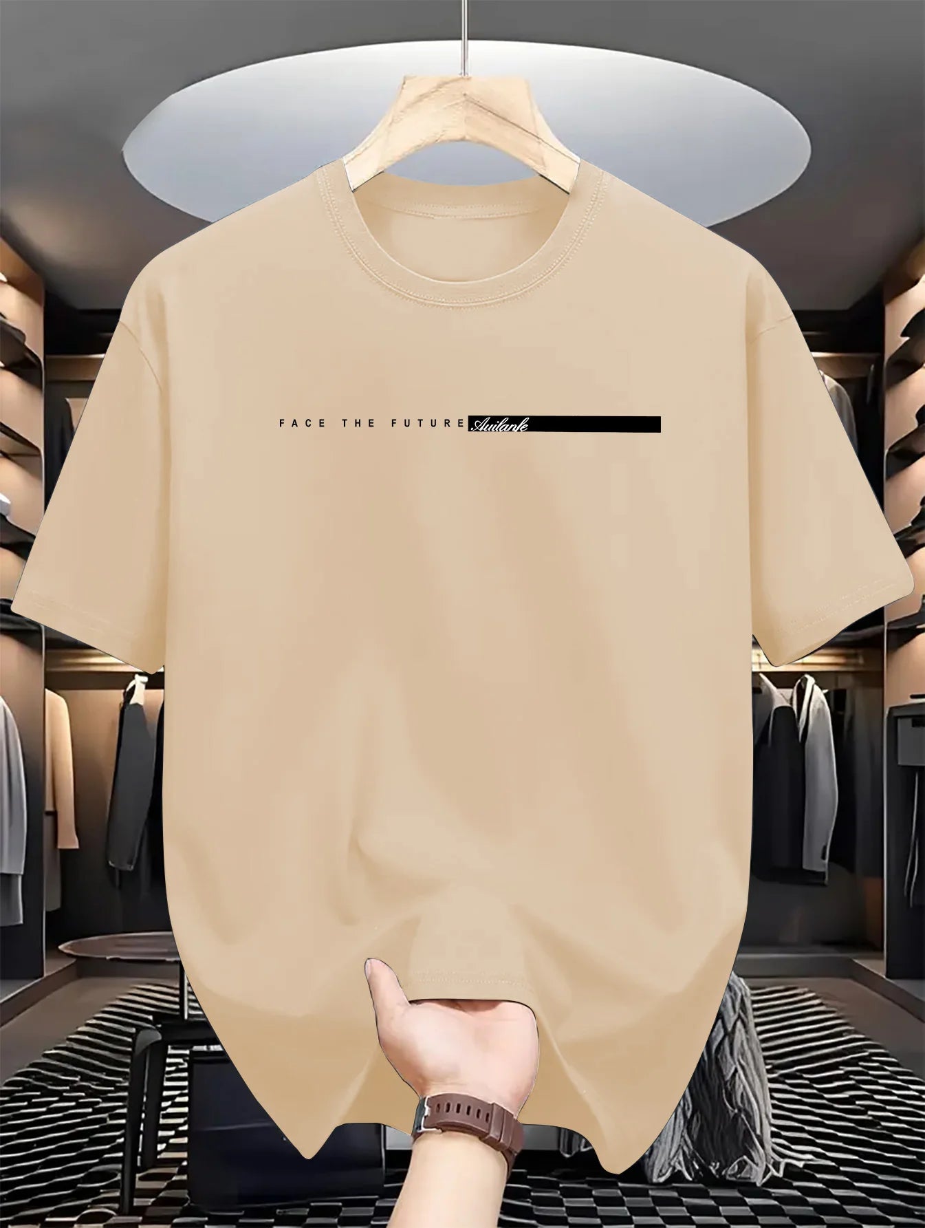 Summer men's 100% cotton casual loose fit large letter print round neck short sleeved T-shirt top High Street Unisex style