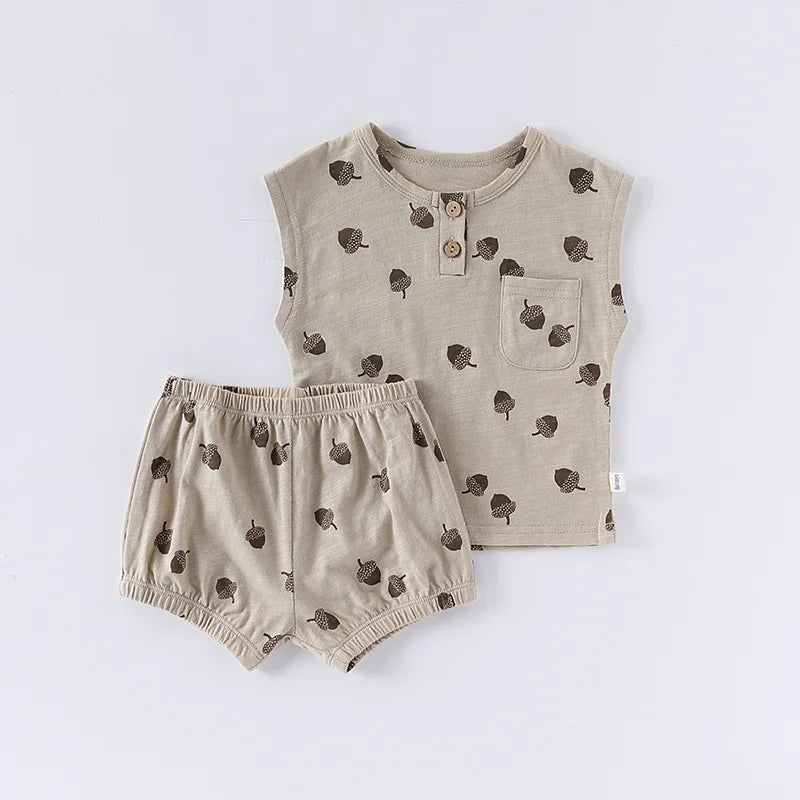 0-3T 100% Cotton Newborn Kid Baby Girl 2pcs Clothes Set Summer Print Top and Shorts Set Casual Cotton Two Piece Set Cute Outfit