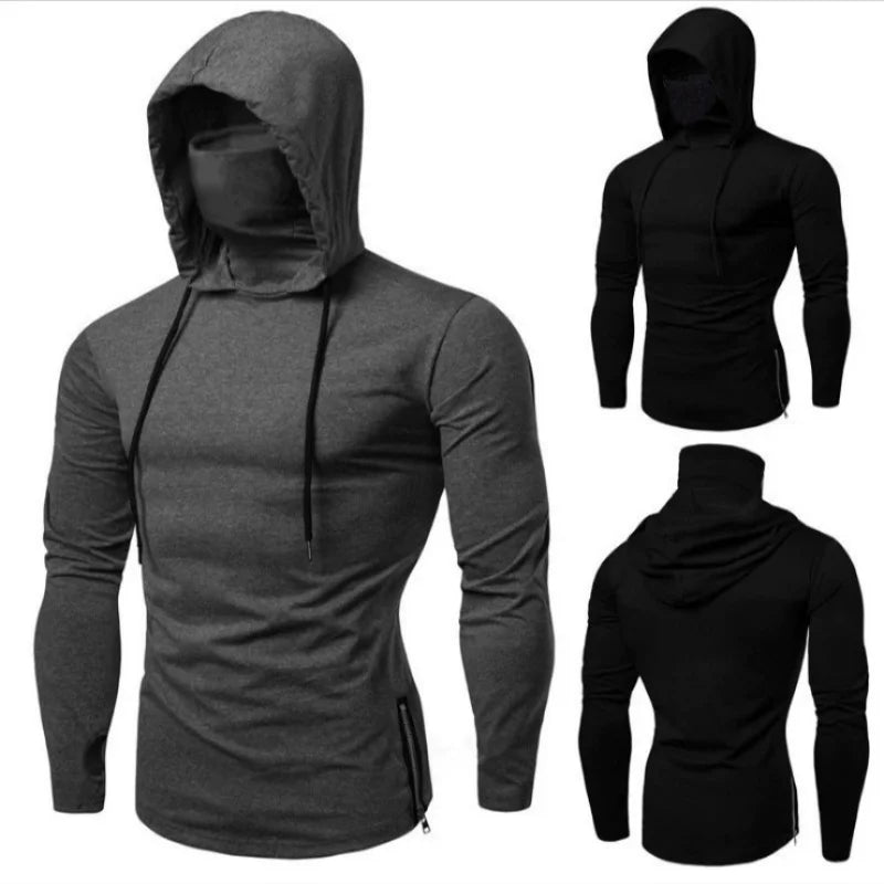 Summer Men's Hooded Sweatwear Casual Long  Sleeve Loose T-shirt Solid Color Lightweight Hoodie Fitness Breathable Tops