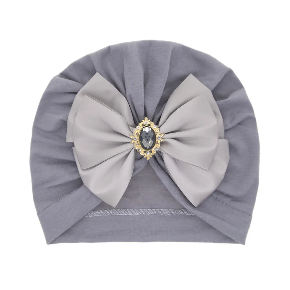 1 Pieces Children Print Baby Hat Kids Cap Newborn Girls Bowknot Diamond Photography Props Spring Autumn Beanie Infant Props