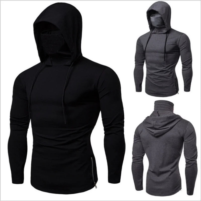 Summer Men's Hooded Sweatwear Casual Long  Sleeve Loose T-shirt Solid Color Lightweight Hoodie Fitness Breathable Tops