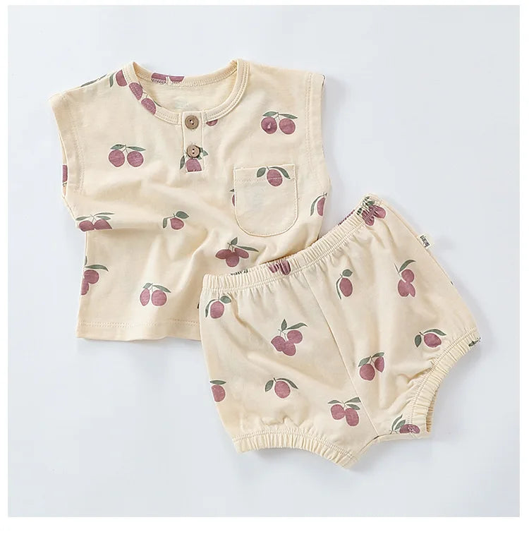 0-3T 100% Cotton Newborn Kid Baby Girl 2pcs Clothes Set Summer Print Top and Shorts Set Casual Cotton Two Piece Set Cute Outfit