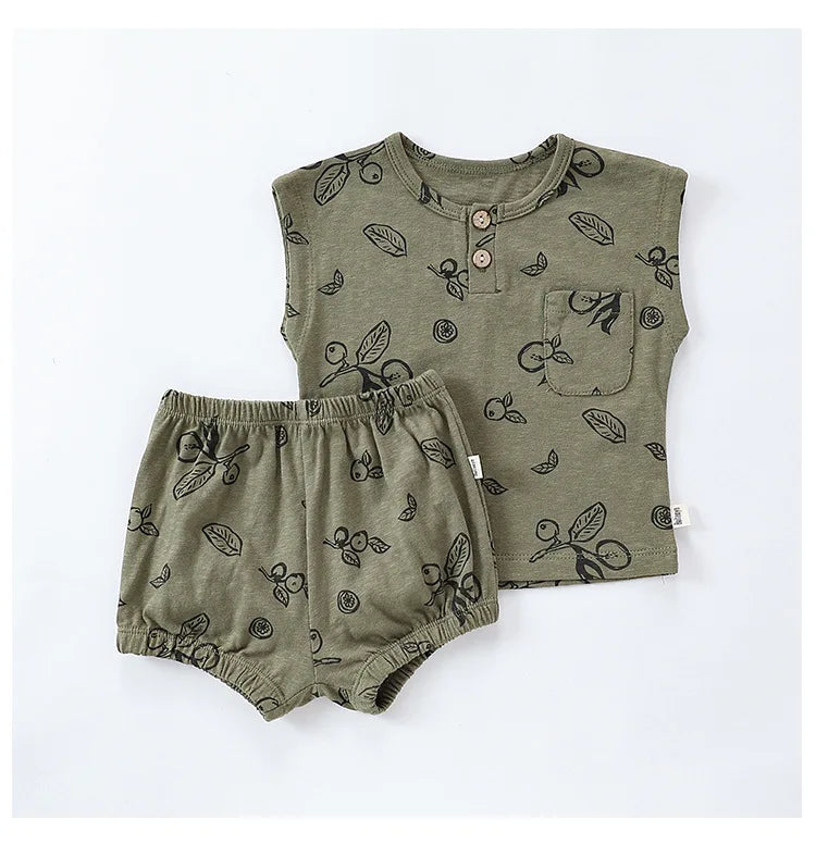 0-3T 100% Cotton Newborn Kid Baby Girl 2pcs Clothes Set Summer Print Top and Shorts Set Casual Cotton Two Piece Set Cute Outfit