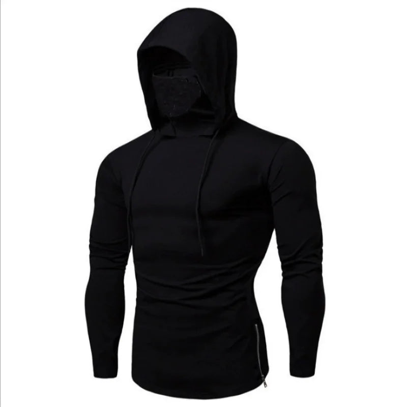 Summer Men's Hooded Sweatwear Casual Long  Sleeve Loose T-shirt Solid Color Lightweight Hoodie Fitness Breathable Tops