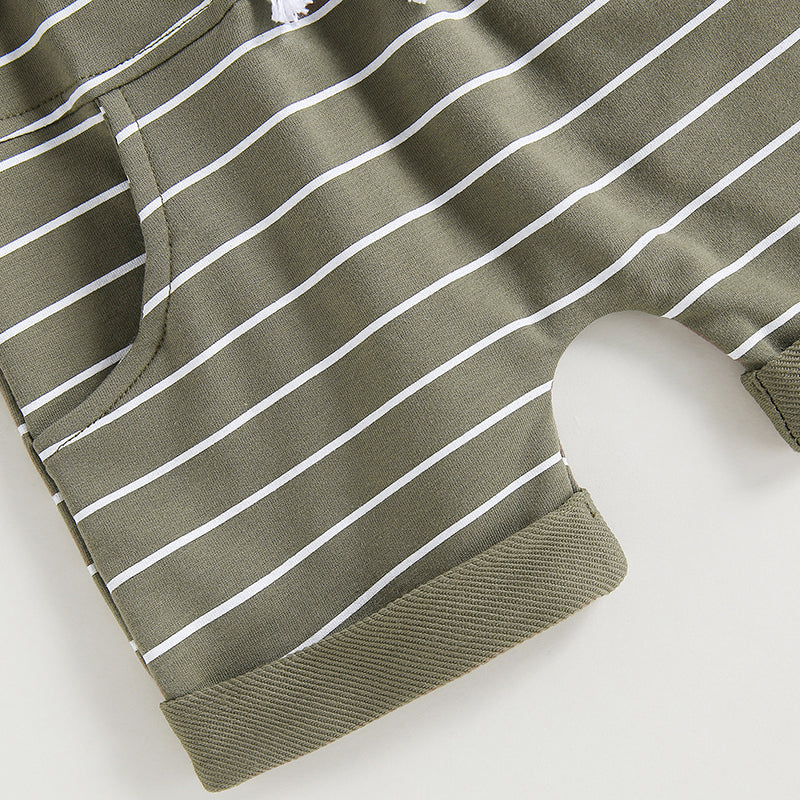 2023-03-01 Lioraitiin 0-4Years Baby Kids Boys 2Pcs Summer Set Short Sleeve Crew Neck T-shirt with Striped Shorts Outfit