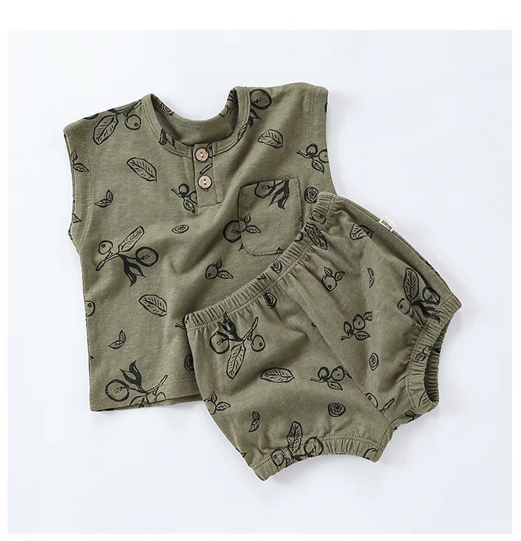 0-3T 100% Cotton Newborn Kid Baby Girl 2pcs Clothes Set Summer Print Top and Shorts Set Casual Cotton Two Piece Set Cute Outfit