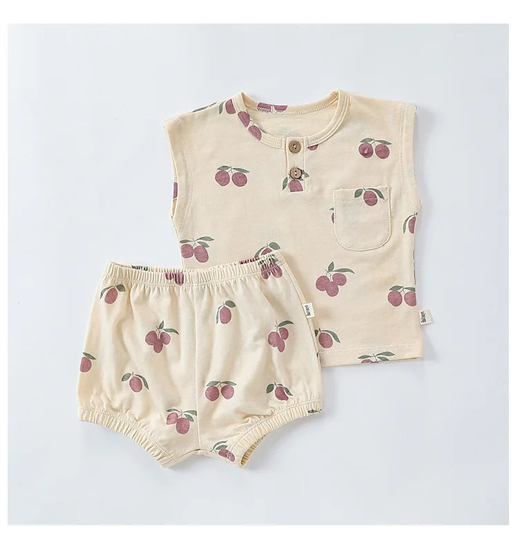 0-3T 100% Cotton Newborn Kid Baby Girl 2pcs Clothes Set Summer Print Top and Shorts Set Casual Cotton Two Piece Set Cute Outfit