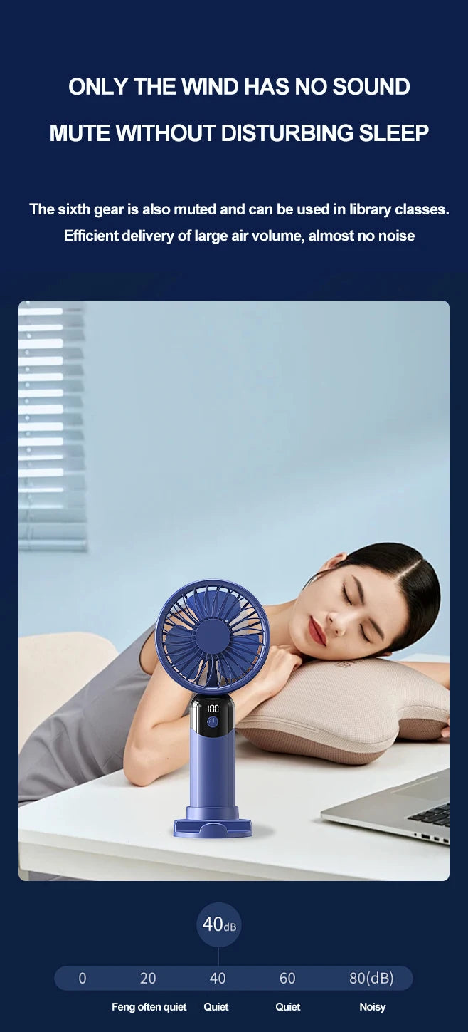 Handheld small fan, portable portable small mini fan, high wind power charging model, silent office desk hanging neck stand fan