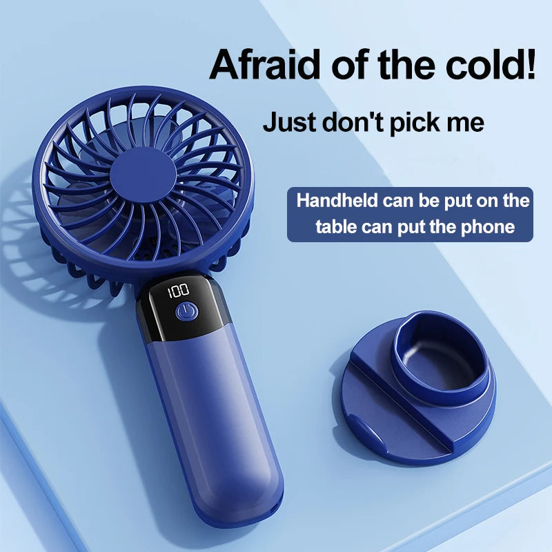 Handheld small fan, portable portable small mini fan, high wind power charging model, silent office desk hanging neck stand fan