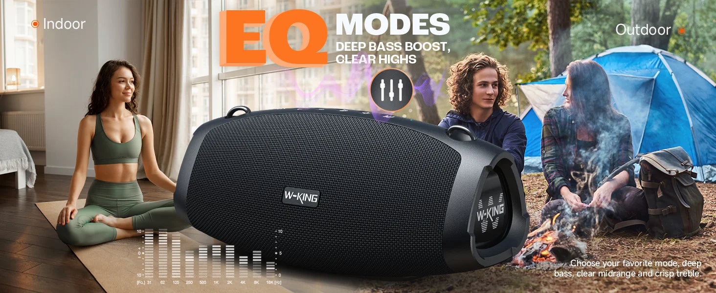 W-KING X10 Bluetooth Speaker, 120W Max Portable Loud Speakers Wireless Bluetooth Boombox, 70W IPX6 Waterproof Outdoor Party Large Big Speaker, Triple Passive Radiator/Subwoofers*2-Deep Bass/42H/TF/AUX/EQ