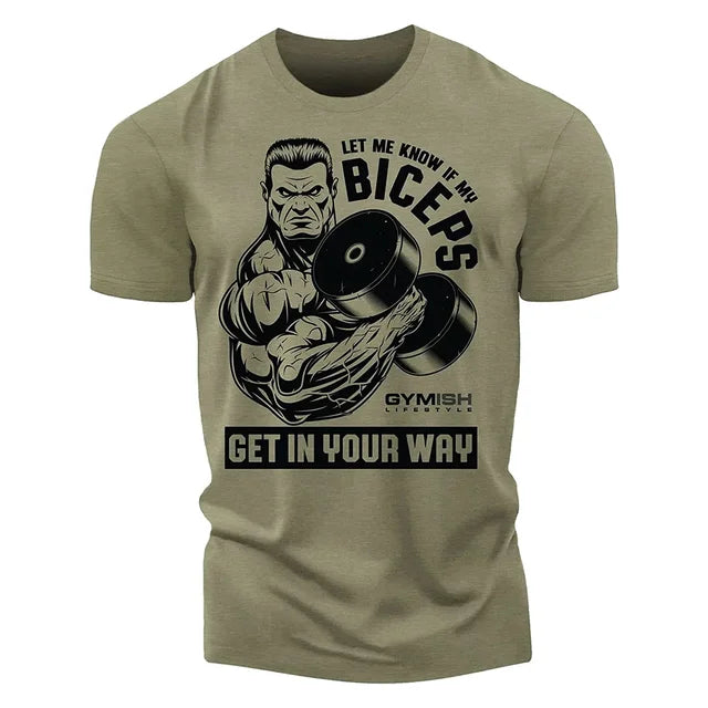 3D men's printed training T-shirt,fun gym short sleeved T-shirt,elastic breathable top