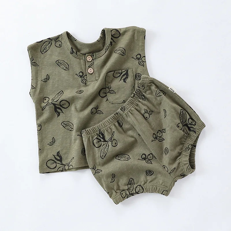 0-3T 100% Cotton Newborn Kid Baby Girl 2pcs Clothes Set Summer Print Top and Shorts Set Casual Cotton Two Piece Set Cute Outfit