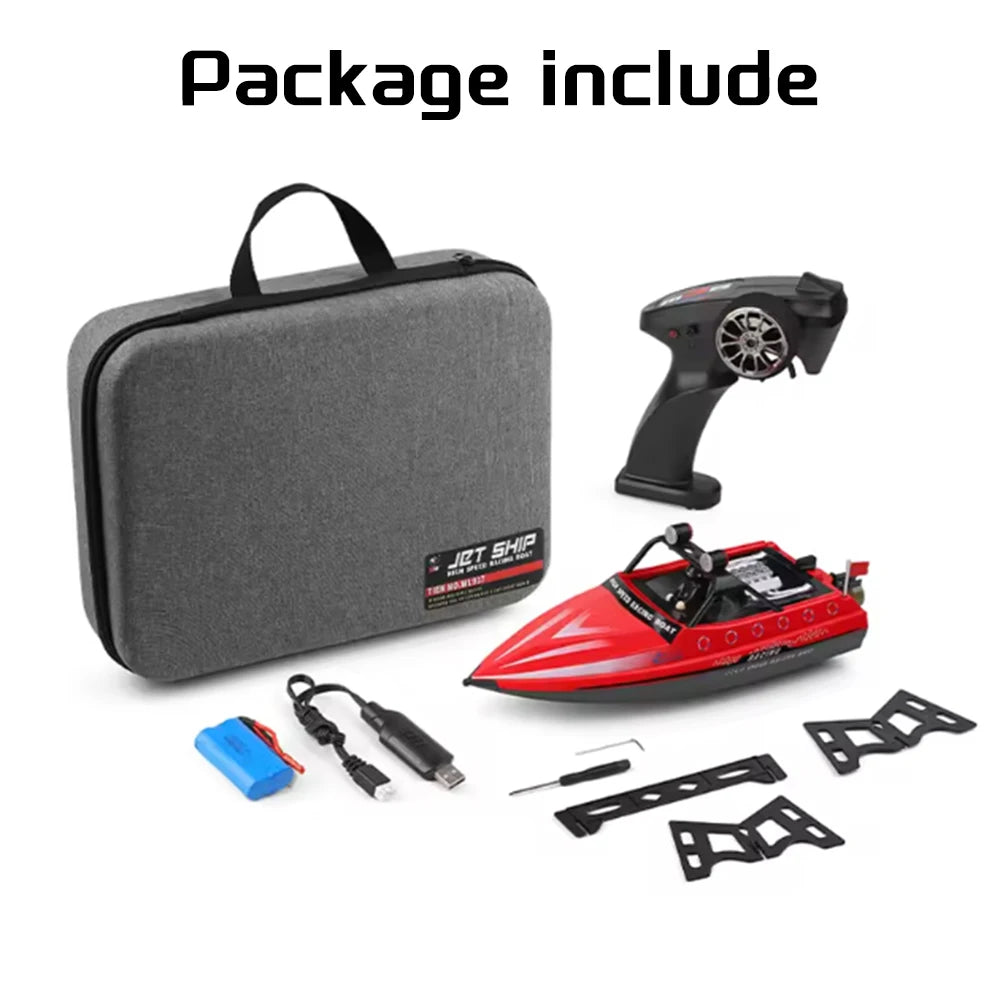 WLtoys WL917 Red RC Speedboat 2.4G High Speed Electric Racing Boat with LED Light Outdoor Water Toy for Kids Adults Gift 2026