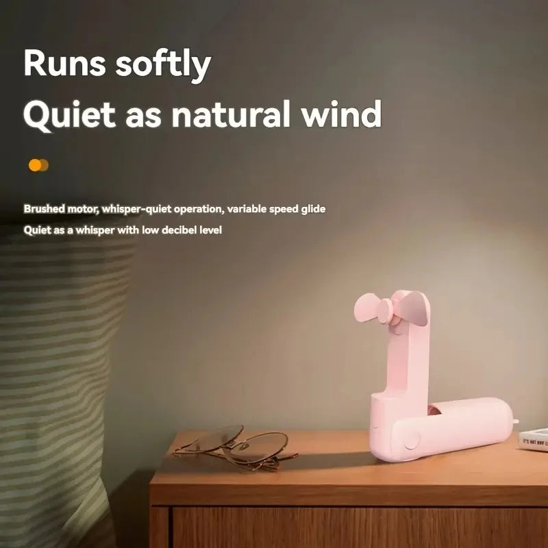 Portable mini fan, USB charging, 3-speed adjustable, foldable handheld eyelash fan, suitable for office, travel, and outdoor use