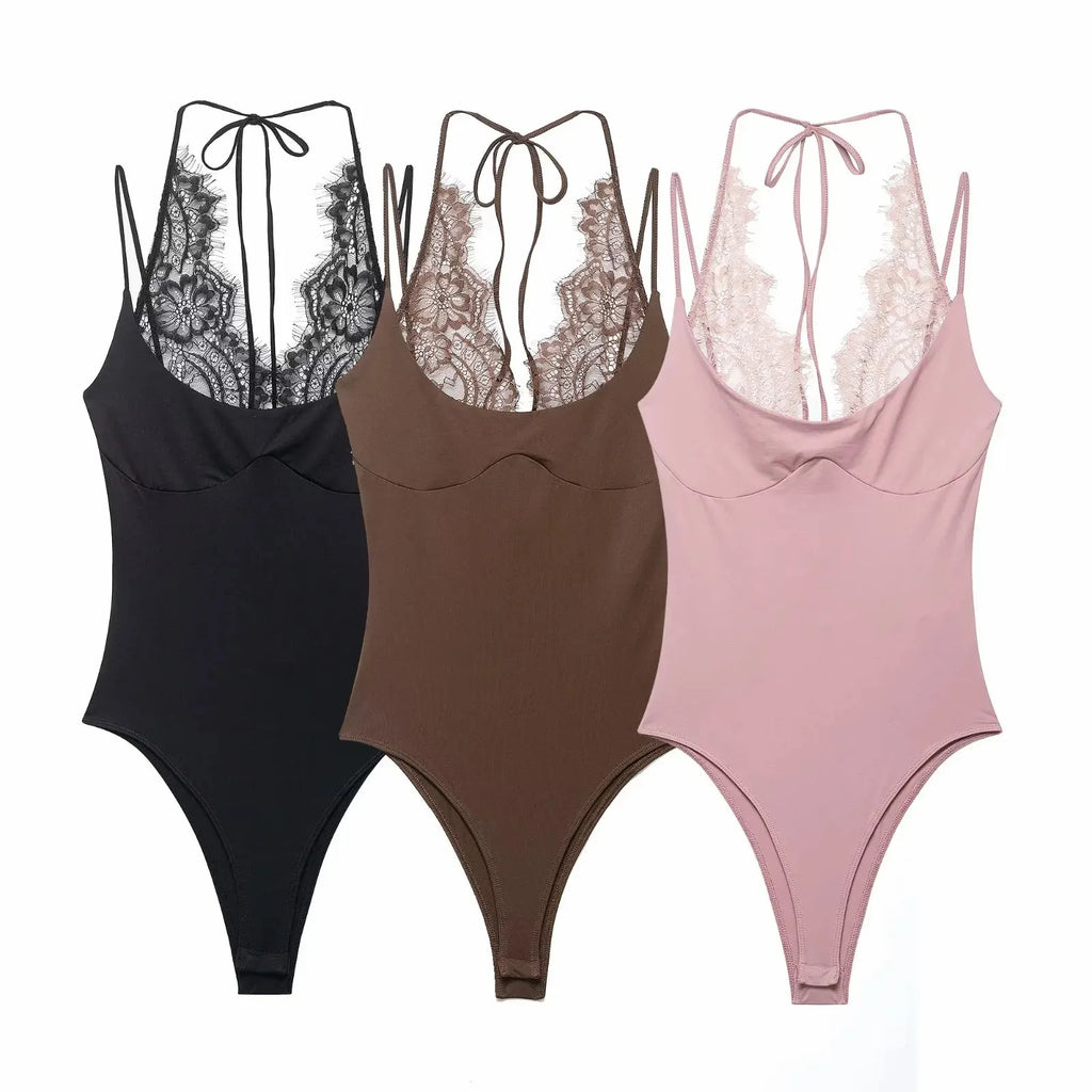 Women Pure Color Lace Jumpsuit Women's One-Piece Suit ort Pants Mid Waist Female Jumpsuit