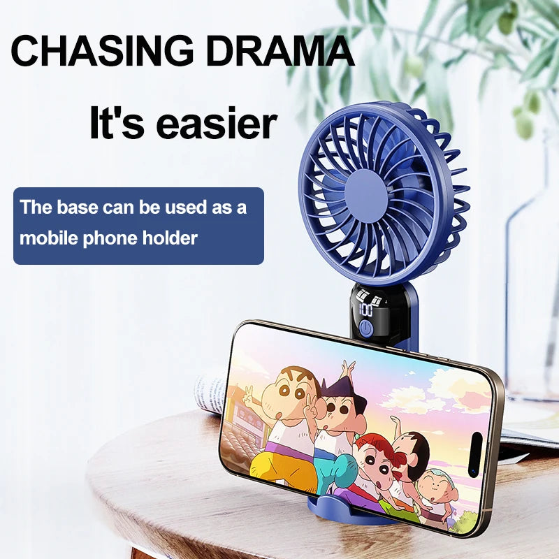 Handheld small fan, portable portable small mini fan, high wind power charging model, silent office desk hanging neck stand fan