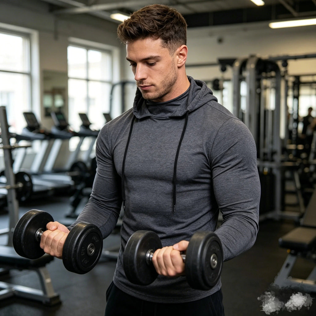 Summer Men's Hooded Sweatwear Casual Long  Sleeve Loose T-shirt Solid Color Lightweight Hoodie Fitness Breathable Tops