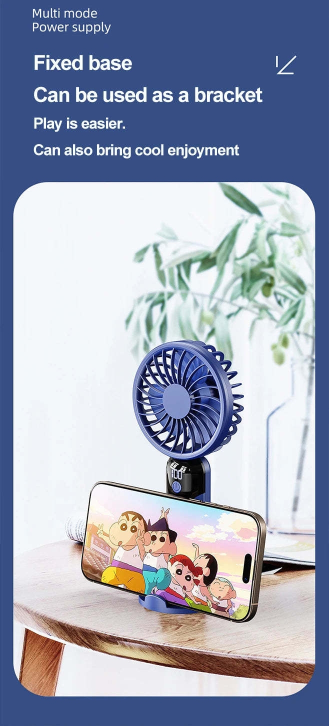 Handheld small fan, portable portable small mini fan, high wind power charging model, silent office desk hanging neck stand fan