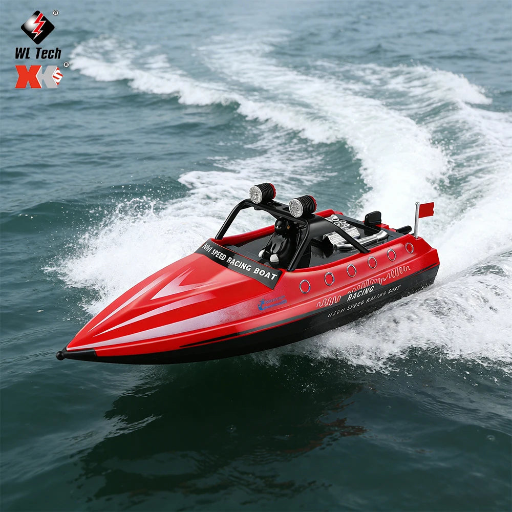 WLtoys WL917 Red RC Speedboat 2.4G High Speed Electric Racing Boat with LED Light Outdoor Water Toy for Kids Adults Gift 2026