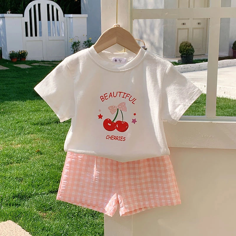 Summer Clothes Kids Girl Boy Short Sleeved Suit T-shirt + Shorts Children's Wear Casual Printed Tees Two Piece Outfits 1-6 Age