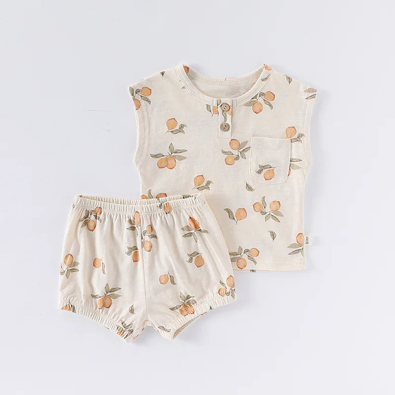 0-3T 100% Cotton Newborn Kid Baby Girl 2pcs Clothes Set Summer Print Top and Shorts Set Casual Cotton Two Piece Set Cute Outfit