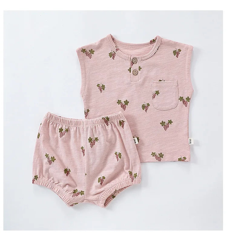 0-3T 100% Cotton Newborn Kid Baby Girl 2pcs Clothes Set Summer Print Top and Shorts Set Casual Cotton Two Piece Set Cute Outfit