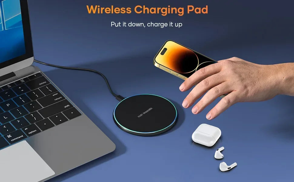LED Fast Wireless Charging Stand Universal Charger Dock Pad for iPhone 17 16 15-8 Series Samsung S24/S23/S22/S21 Xiaomi Huawei