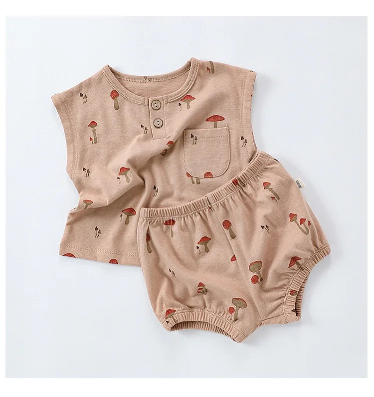 0-3T 100% Cotton Newborn Kid Baby Girl 2pcs Clothes Set Summer Print Top and Shorts Set Casual Cotton Two Piece Set Cute Outfit