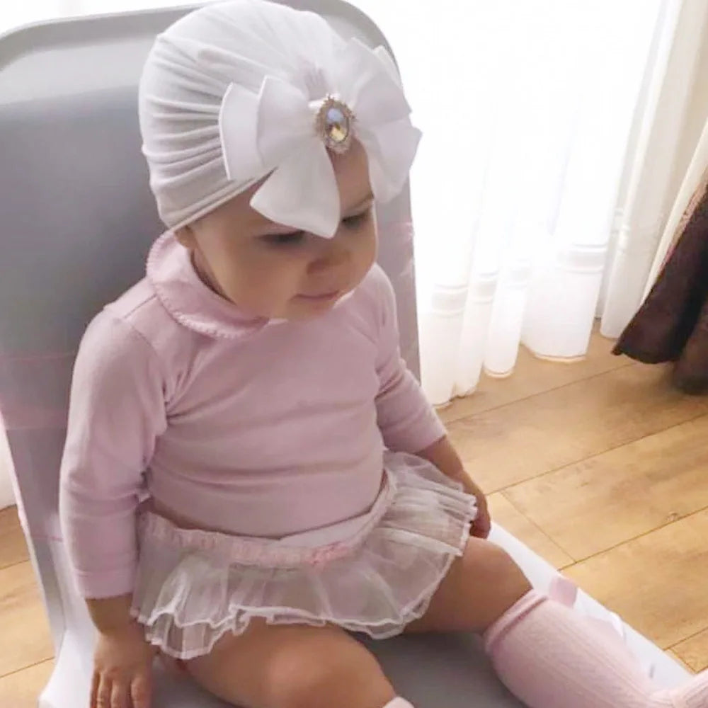 1 Pieces Children Print Baby Hat Kids Cap Newborn Girls Bowknot Diamond Photography Props Spring Autumn Beanie Infant Props