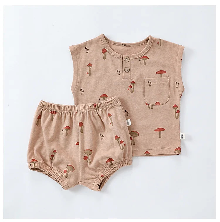 0-3T 100% Cotton Newborn Kid Baby Girl 2pcs Clothes Set Summer Print Top and Shorts Set Casual Cotton Two Piece Set Cute Outfit