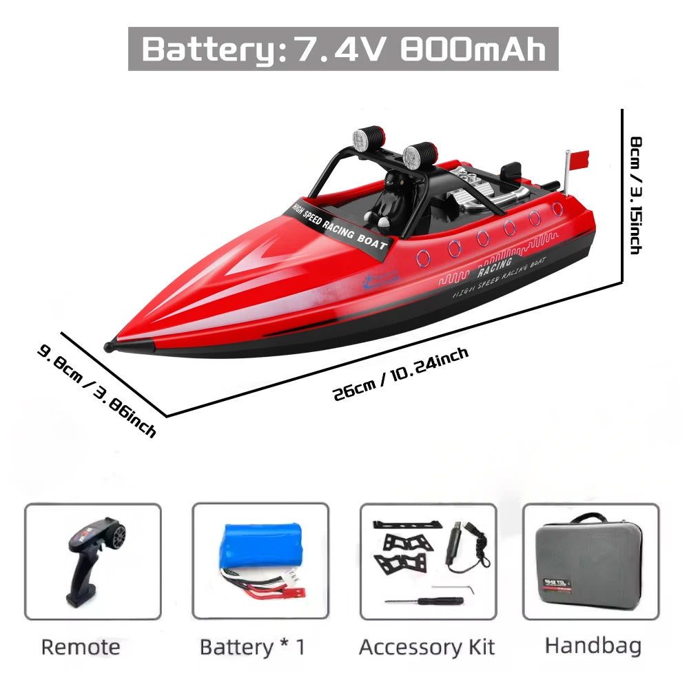 WLtoys WL917 Red RC Speedboat 2.4G High Speed Electric Racing Boat with LED Light Outdoor Water Toy for Kids Adults Gift 2026