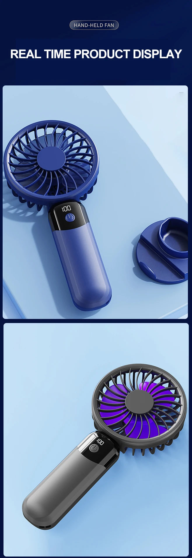 Handheld small fan, portable portable small mini fan, high wind power charging model, silent office desk hanging neck stand fan