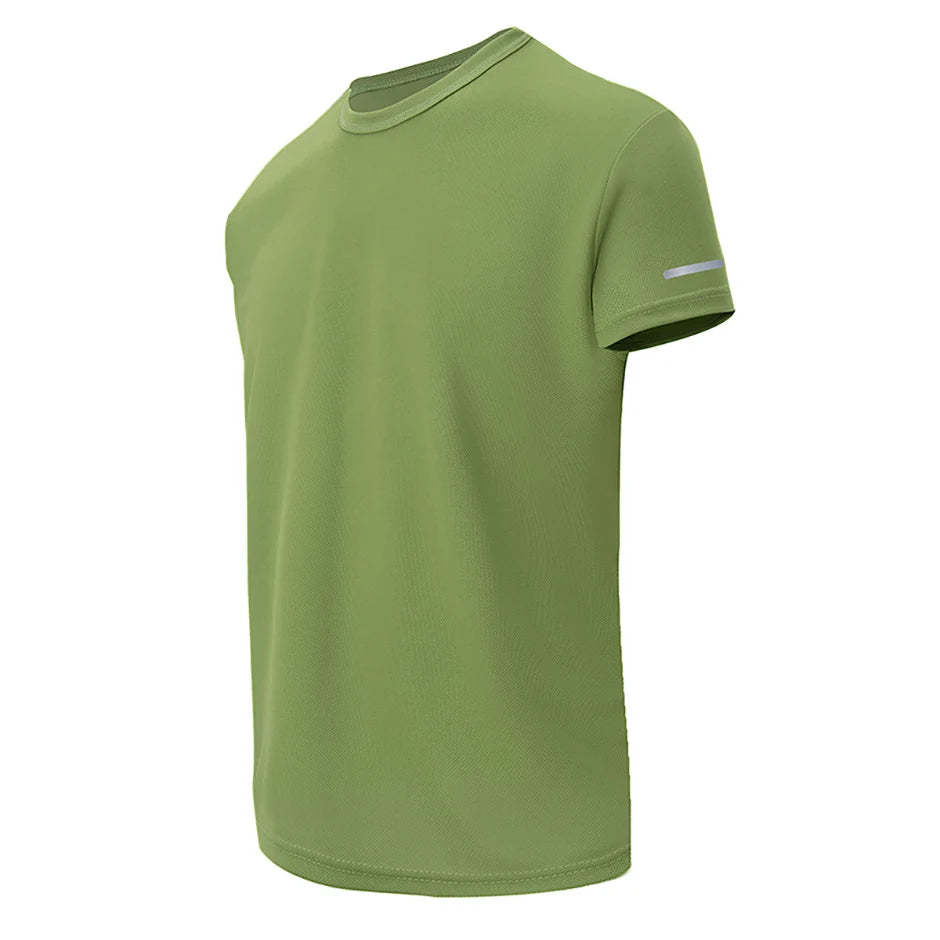 1/2/4Pcs Men's Summer Solid Color Mix And Match Short-sleeved Young Men's Loose Quick-drying Sports Running Shirt Middle-aged T-