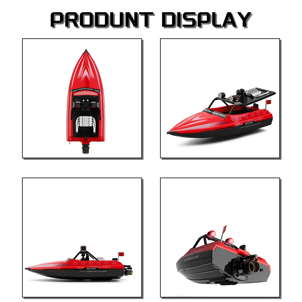 WLtoys WL917 Red RC Speedboat 2.4G High Speed Electric Racing Boat with LED Light Outdoor Water Toy for Kids Adults Gift 2026