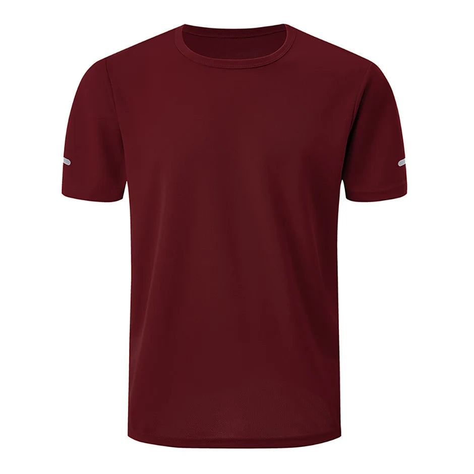 1/2/4Pcs Men's Summer Solid Color Mix And Match Short-sleeved Young Men's Loose Quick-drying Sports Running Shirt Middle-aged T-