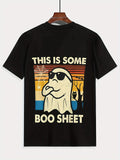 Summer men's fashionable cartoon white little ghost letter interesting printed pattern T-shirt, versatile casual sports
