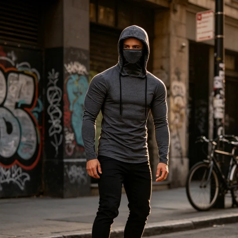 Summer Men's Hooded Sweatwear Casual Long  Sleeve Loose T-shirt Solid Color Lightweight Hoodie Fitness Breathable Tops