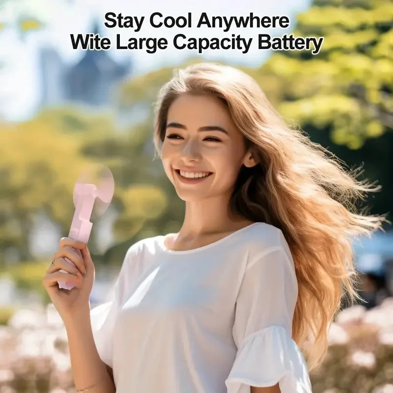 Portable mini fan, USB charging, 3-speed adjustable, foldable handheld eyelash fan, suitable for office, travel, and outdoor use