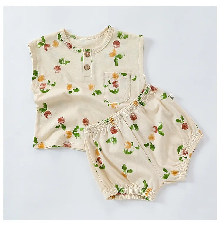 0-3T 100% Cotton Newborn Kid Baby Girl 2pcs Clothes Set Summer Print Top and Shorts Set Casual Cotton Two Piece Set Cute Outfit