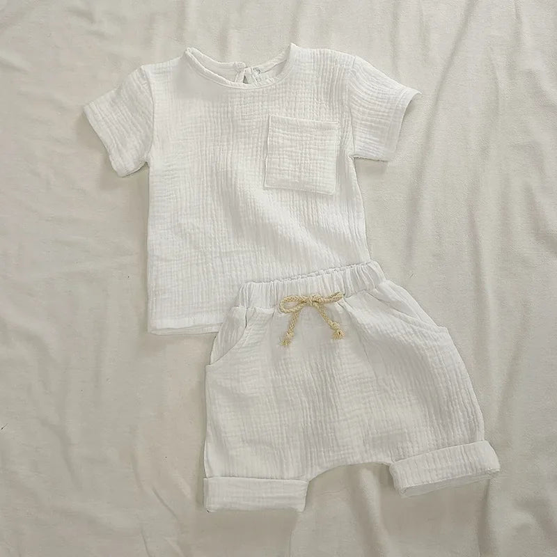 2 Pieces Babies Outfit Set Cotton Newborn Baby Girl Clothes Boys Toddler Romper T-shirts and Shorts Infant Design Soft Clothes