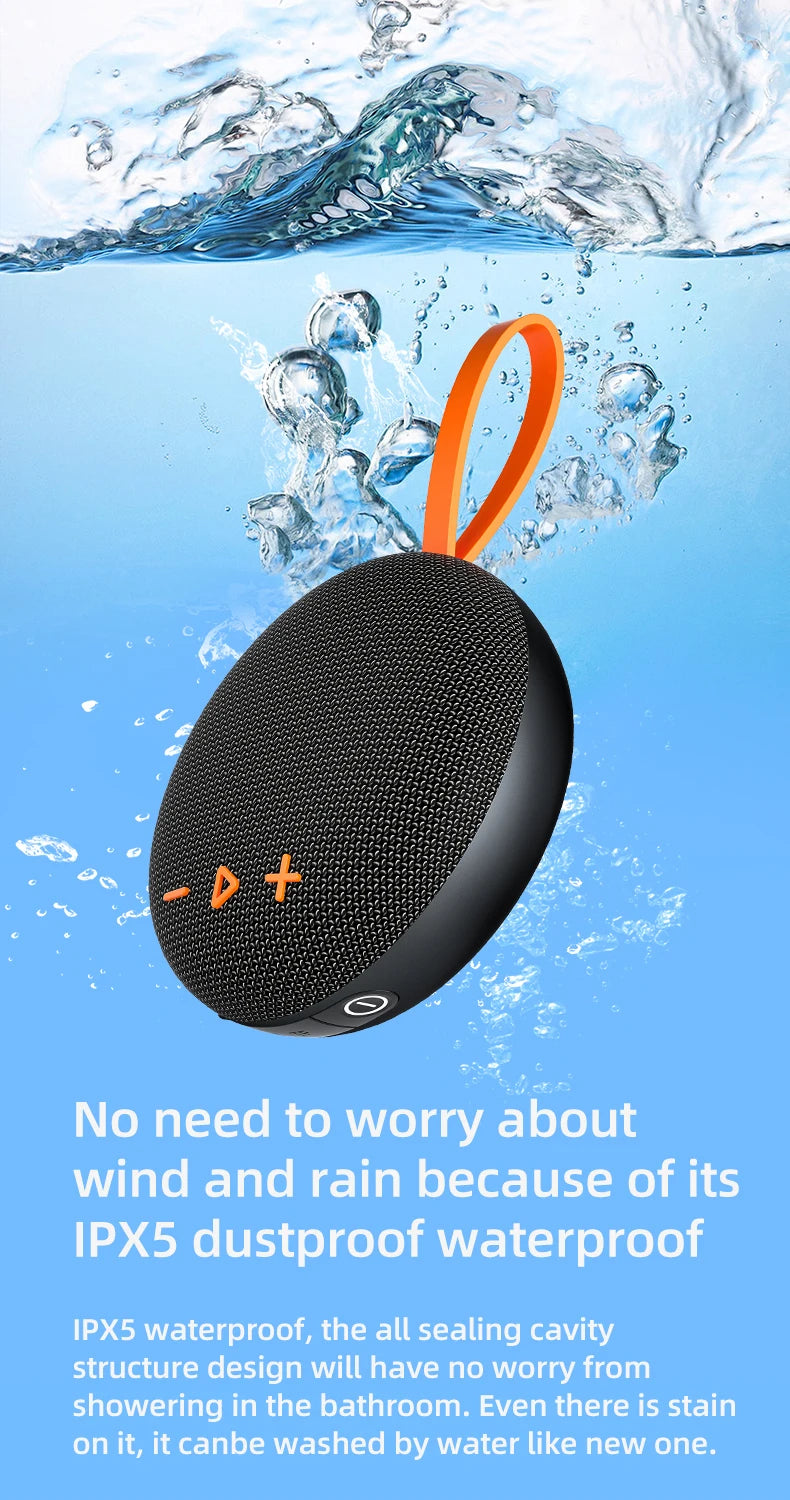 Rockmia EBS-313 Mini Portable Speaker BT5.3 Outdoor Waterproof IPX6 Fabric Mesh Handle Super Magnet Function