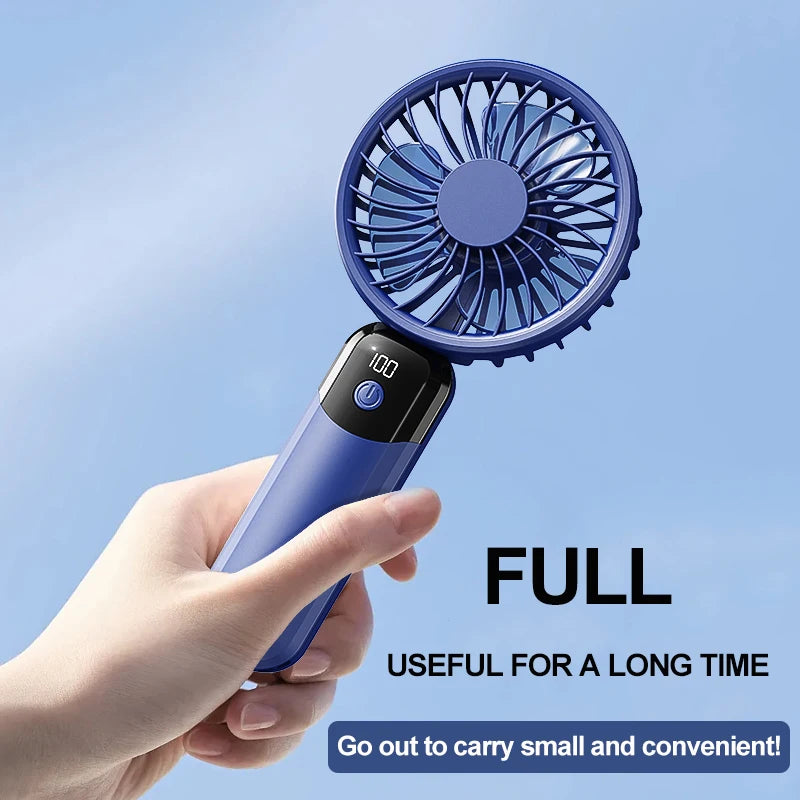 Handheld small fan, portable portable small mini fan, high wind power charging model, silent office desk hanging neck stand fan