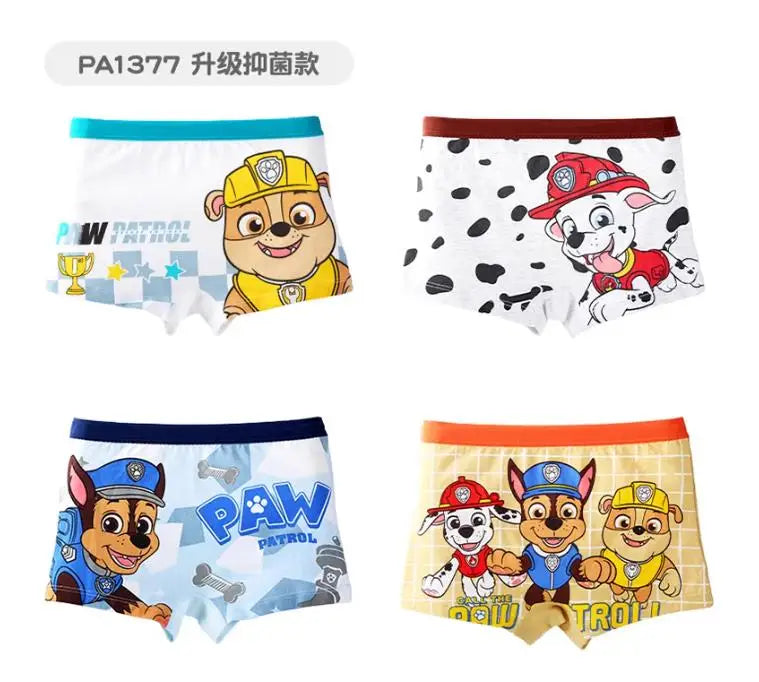 4PCS Original Paw Patrol Children's Underpants Boys Cotton Panties Antibacterial underwear Kids Baby Boxer Briefs Gift 2-8Y