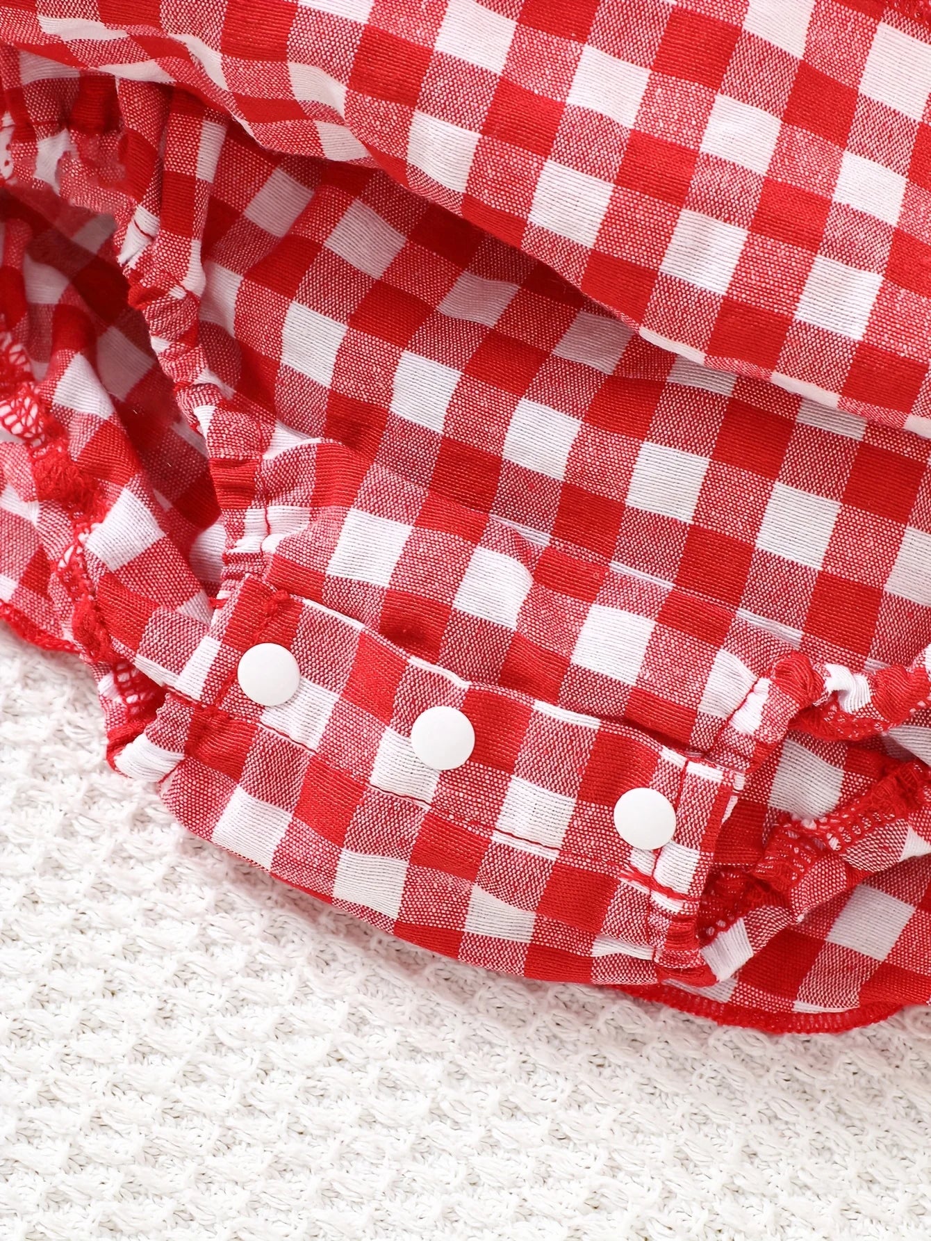 Baby Girl Strawberry Gingham Smocked Tie-Strap Romper Dress – Stretchy Shirred Bodice & Layered Skirt, Cute Summer One-Piece Out