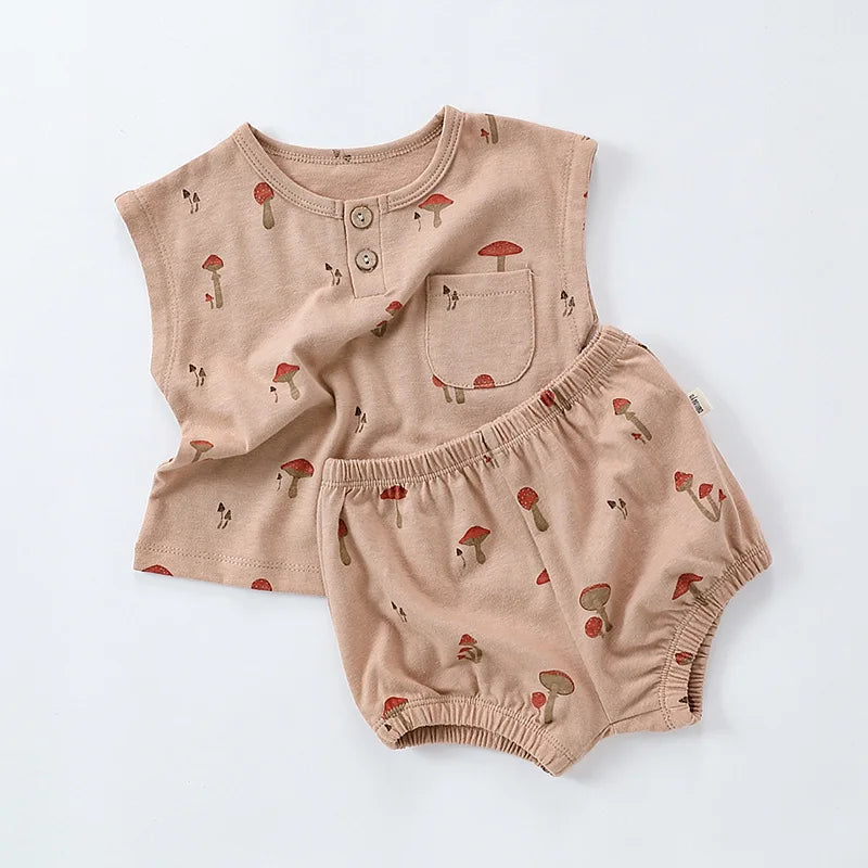 0-3T 100% Cotton Newborn Kid Baby Girl 2pcs Clothes Set Summer Print Top and Shorts Set Casual Cotton Two Piece Set Cute Outfit