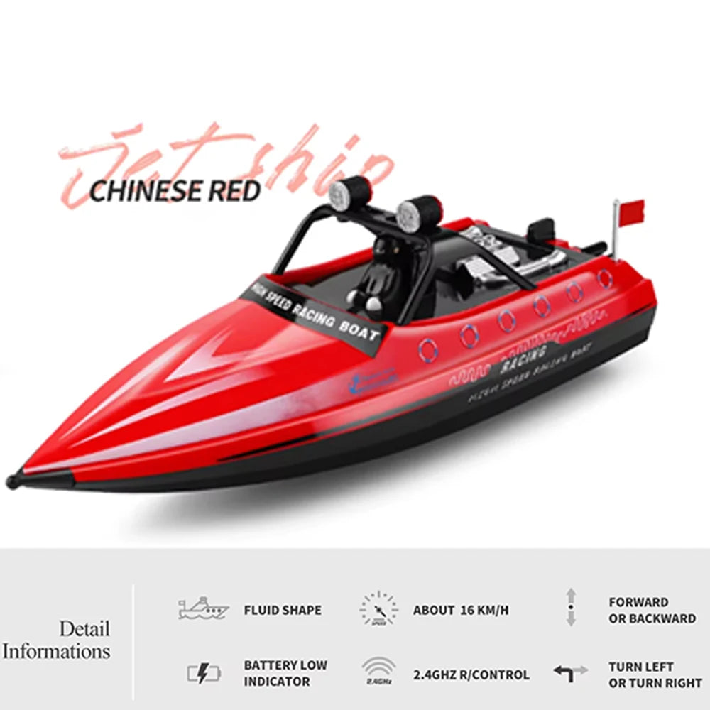WLtoys WL917 Red RC Speedboat 2.4G High Speed Electric Racing Boat with LED Light Outdoor Water Toy for Kids Adults Gift 2026