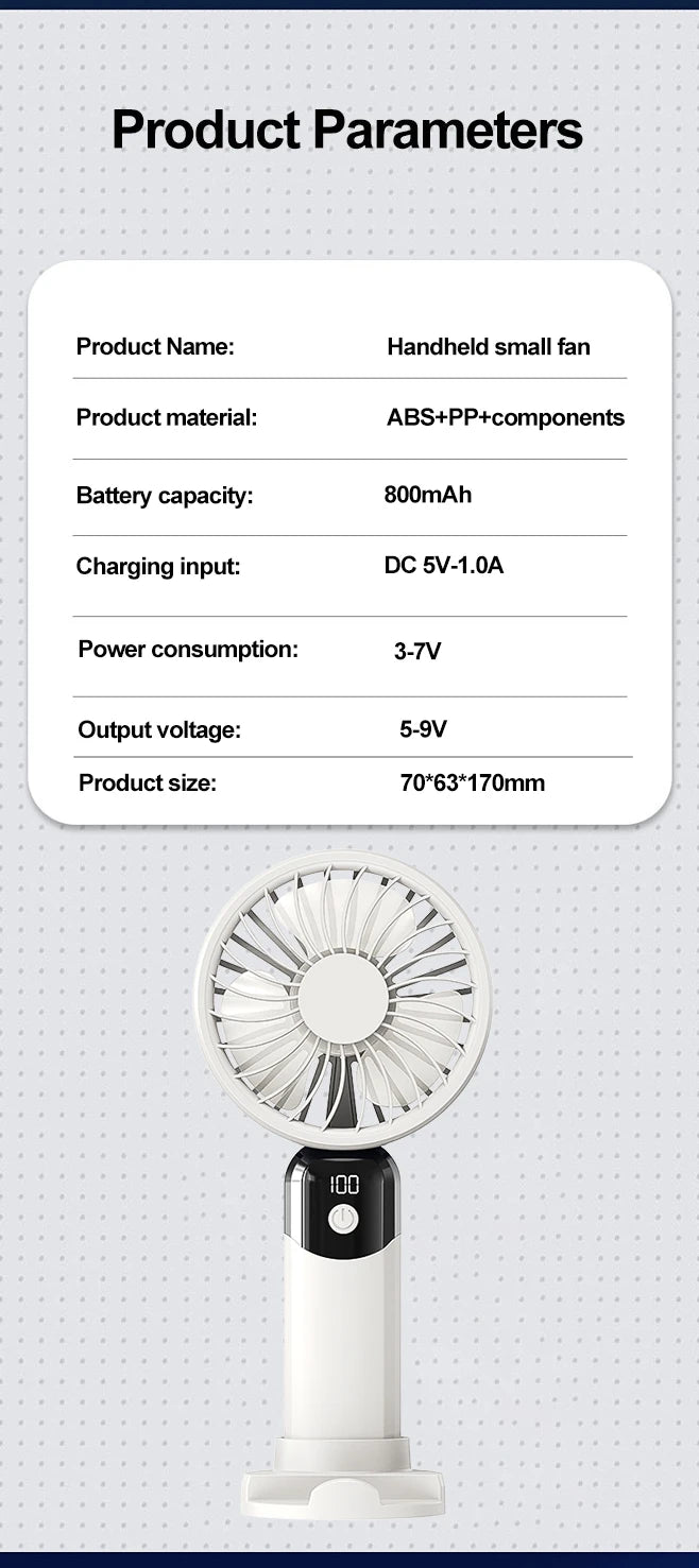 Handheld small fan, portable portable small mini fan, high wind power charging model, silent office desk hanging neck stand fan