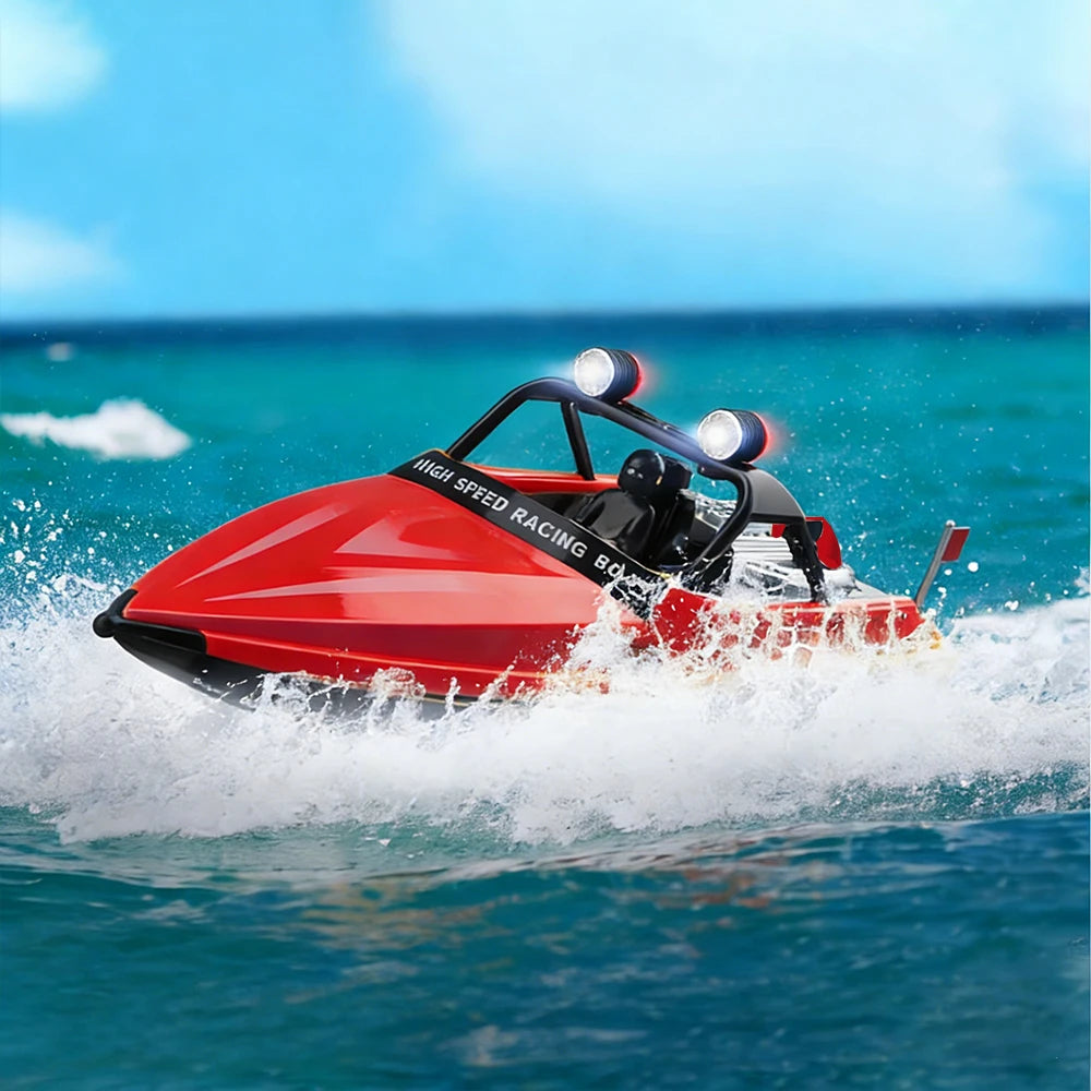 WLtoys WL917 Red RC Speedboat 2.4G High Speed Electric Racing Boat with LED Light Outdoor Water Toy for Kids Adults Gift 2026